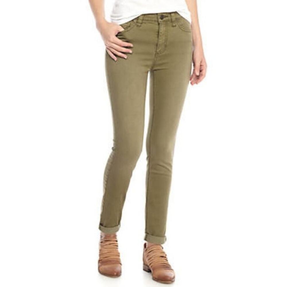 Free People Olive Green High Rise Ankle Crop Skinny Jeans Size 25